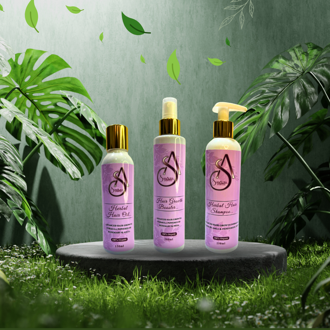 SanAura Perfect Herbal Hair Kit – 3 in 1 Hair Growth Solution