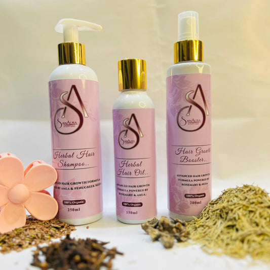 SanAura Perfect Herbal Hair Kit – 3 in 1 Hair Growth Solution